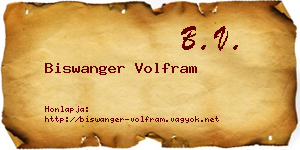 Biswanger Volfram névjegykártya